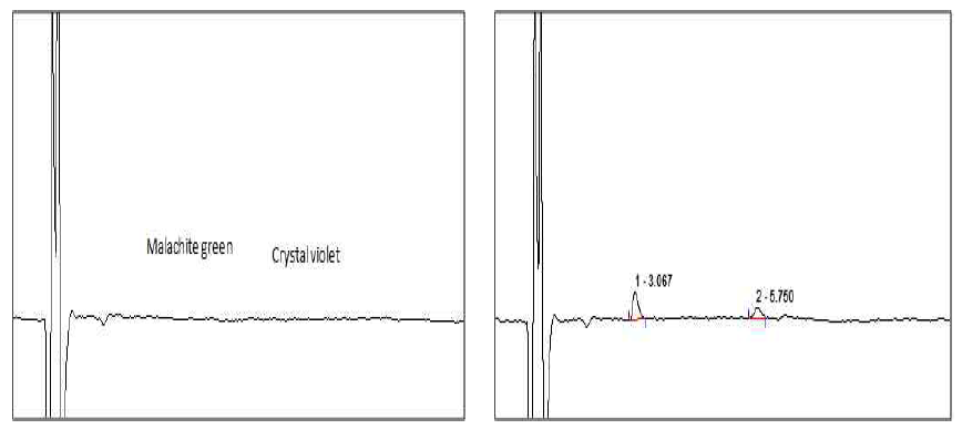 Chromatogram of blank and LOQ recovery test(Flatfish).