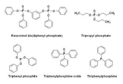 Structure of various phosphate flame retardants