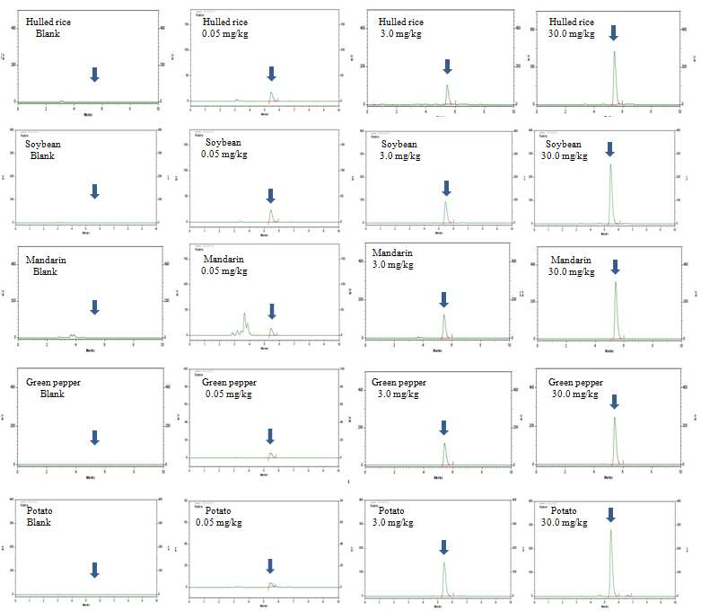 Chromatograms of fortified agricultural commodities.