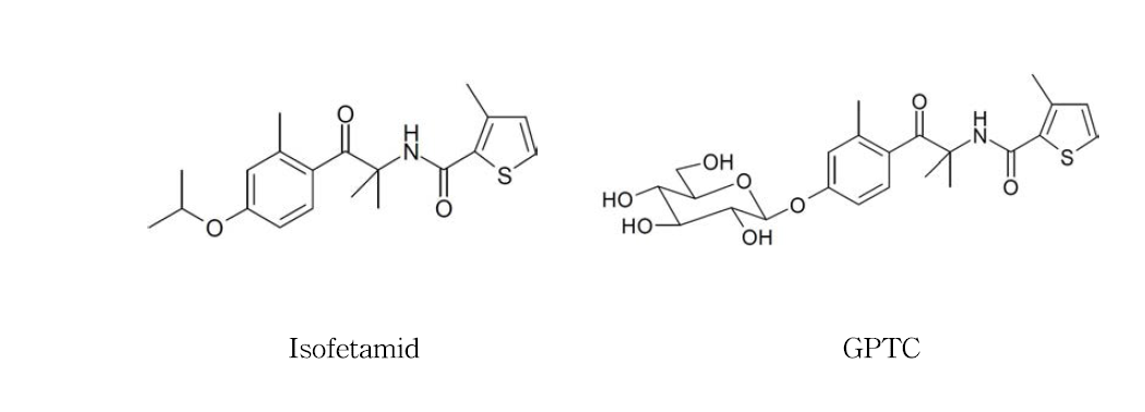 Molecular structure of isofetamid and its metabolite GPTC