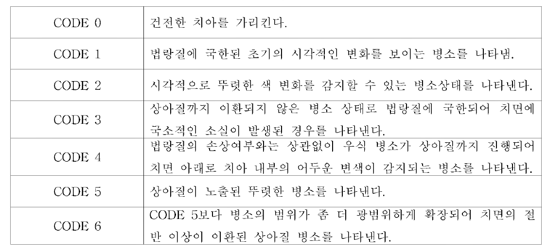 ICDAS 평가 체계의 기준