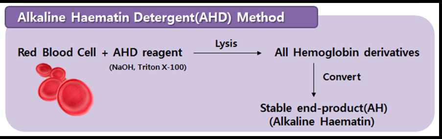 AHD(Alkaline Haematin Detergent법의 측정원리