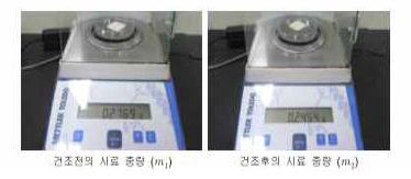 국소지혈용드레싱 건조감량시험 결과