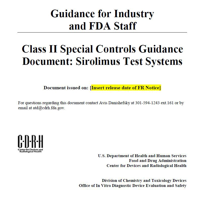 2014년 발간된 sirolimus 관련 FDA 가이드라인
