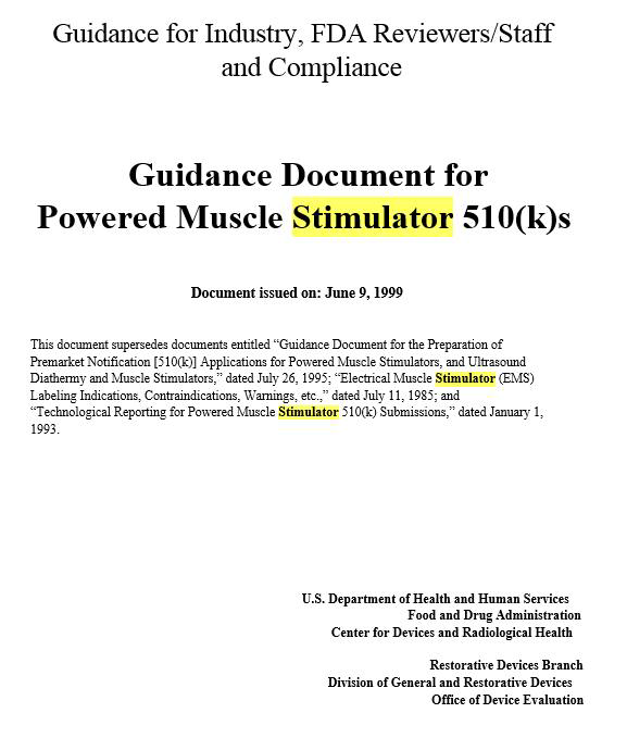 Guidanca Document for Powered Muscle Stimulator 510(K)s