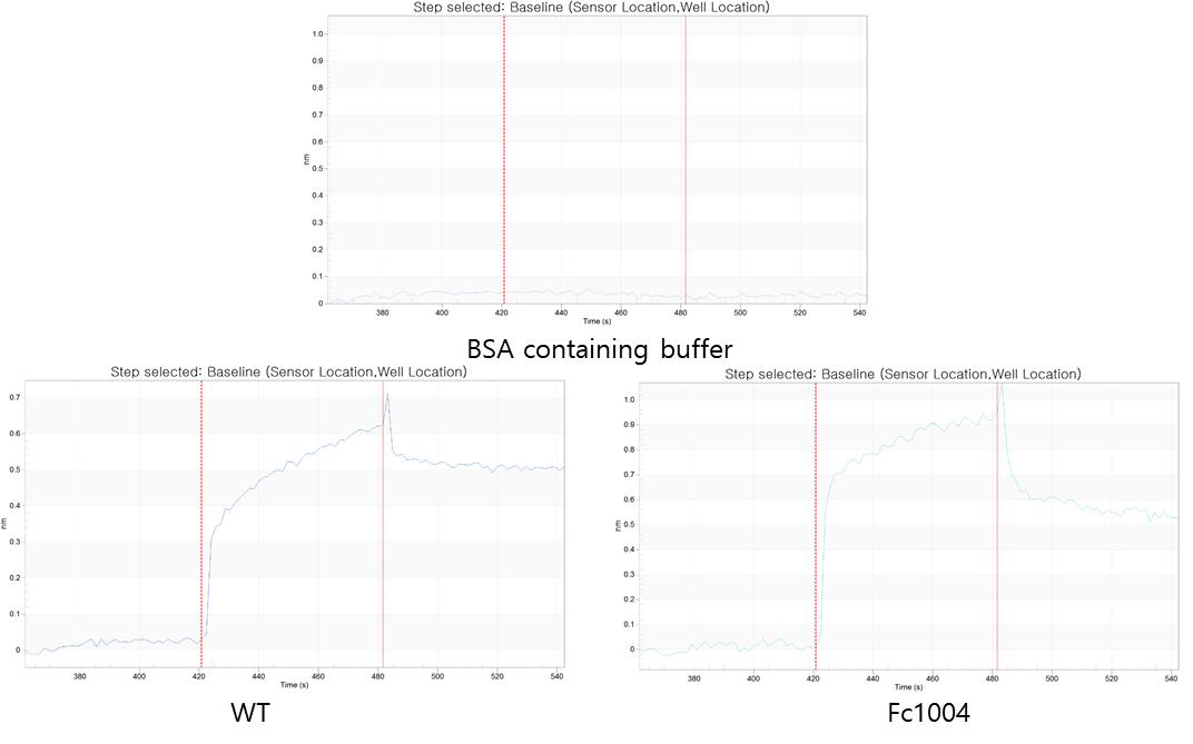 BSA가 포함된 버퍼와 항체들을 이용한 FcγRIIa에 대한 특이성 분석