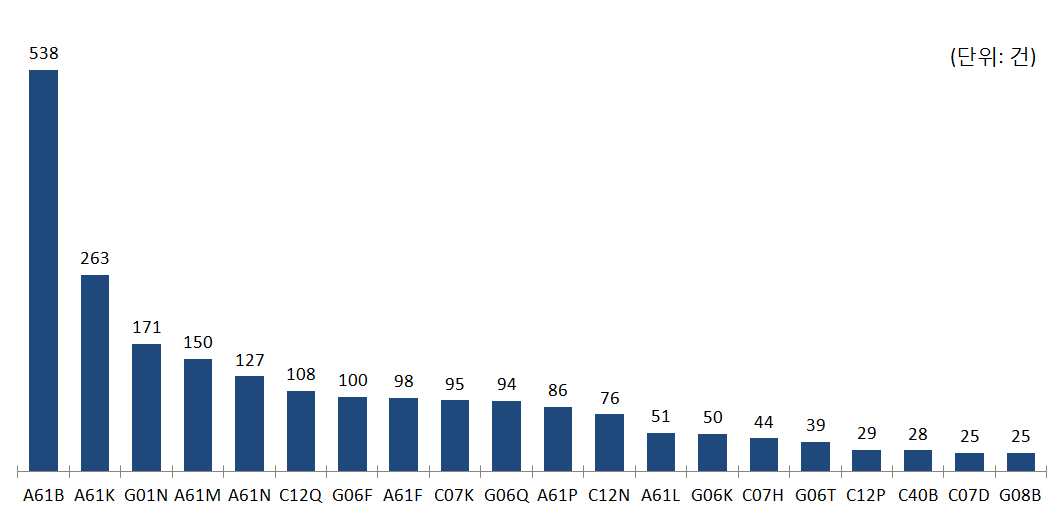 분류별 국내 특허 출원수