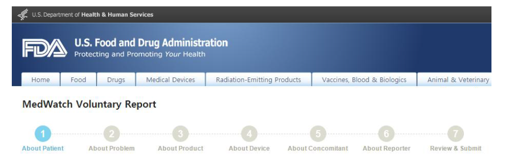 MedWatch 온라인 보고 (의료전문가)