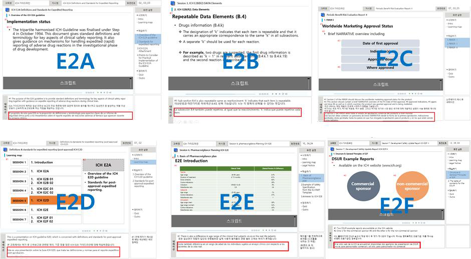 ICH 가이드라인 E2A, E2B, E2C, E2D, E2E, E2F 스페인어 자막 삽입