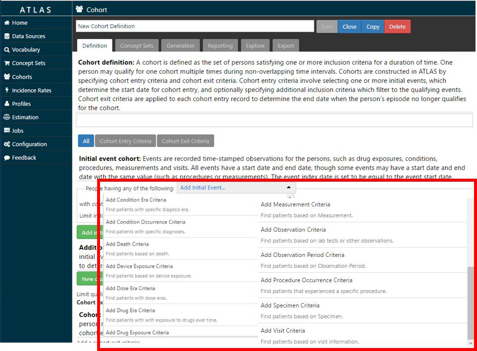 OHDSI ATLAS 코호트 디자인(cohort design) 항목(variables)