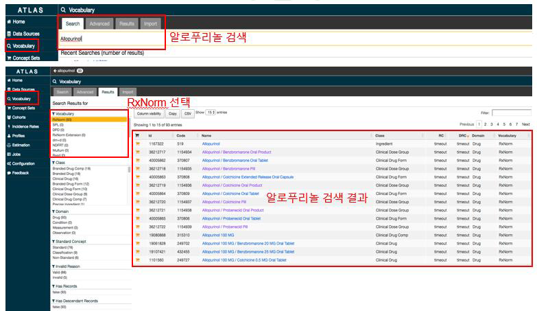 OHDSI ATLAS - ‘Allopurinol’ concept set 생성