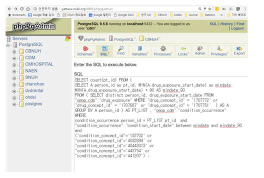 K-CDM 기반 공통 SQL query를 통한 약물유해반응 시그널 탐색