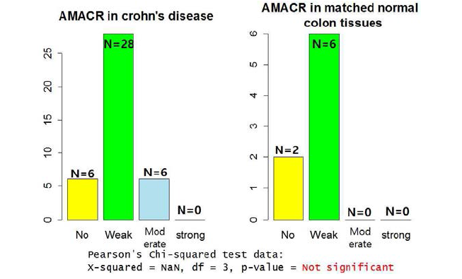 크론병 및 정상 대조군 장 점막세포에서의 AMACR 발현