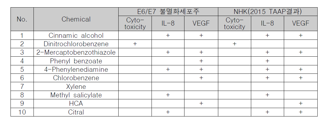 본 연구에서 E6/E7 불멸화 세포주 표준물질 시험결과 판정