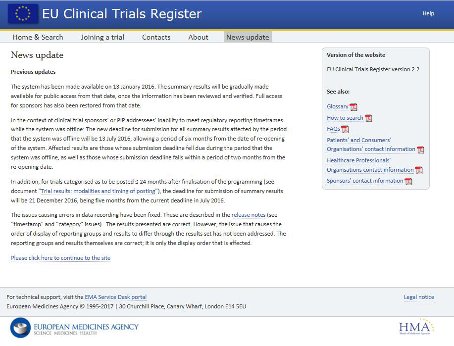 EU Clincial Trials Register
