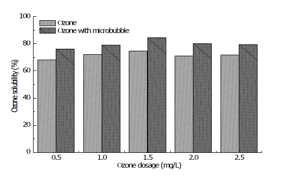 오존 주입 시 마이크로버블 유무에 따른 오존 용해도 비교