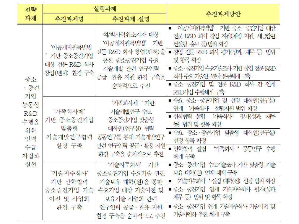 중기 추진사업(과제)명 및 방안