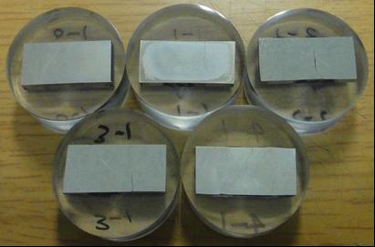 나노압입 실험 후의 다섯가지 샘플1