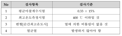 제동패드 검사항목 및 기준