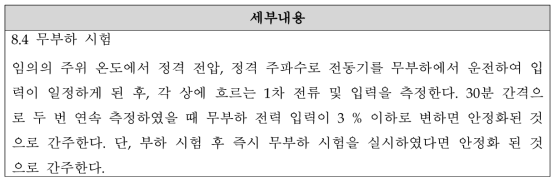 제동압축기 무부하 시험 관련 규격 정리 - KS C 4202의 8.4항