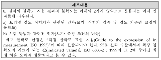 부상레일 브리넬 경도 시험 관련 규격 정리 - KS B 0805의 8항