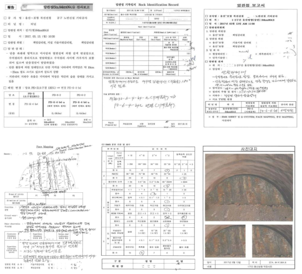 기존 방식에 의해서 현장에서 수행된 암판정 결과 보고서 예