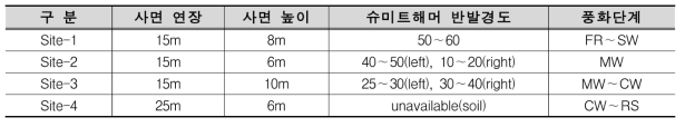 테스트 대상 사면의 공학적 특성