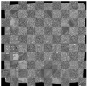 Checkerboard mosaicked image of the warped image and reference image