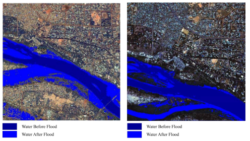 Results of water body change detection