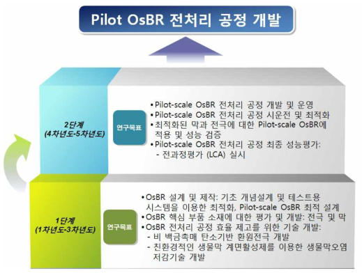 OsBR 전처리공정 개발의 단계별 목표 및 추진내용