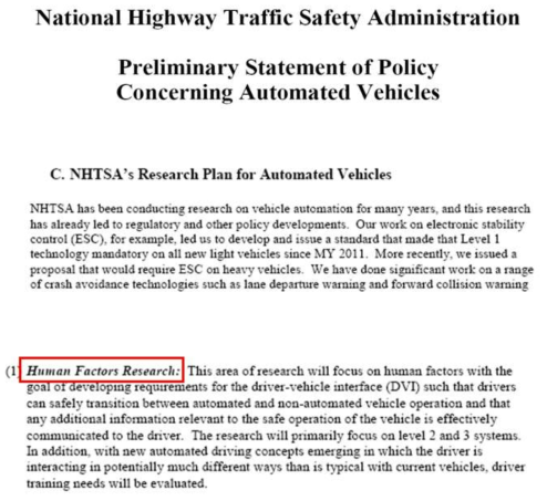 미국 NHTSA의 자율주행자동차 정책 및 연구계획