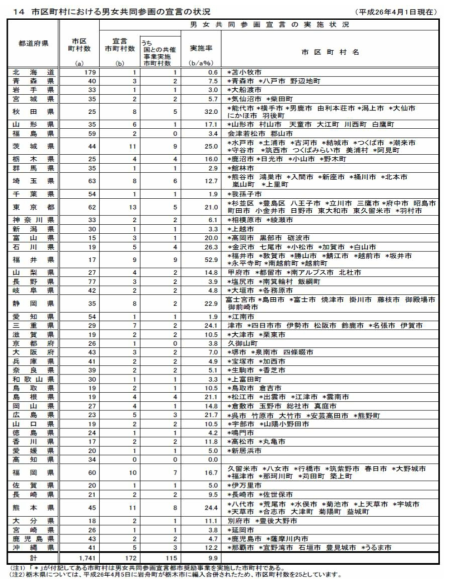 시구정촌 남녀공동참여 선언 현황