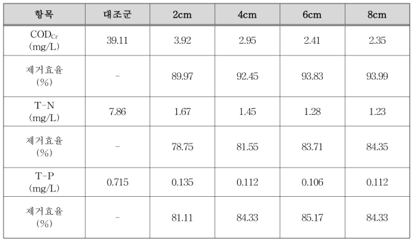 반응성 피복 골재 최적 두께 산정 실험 결과