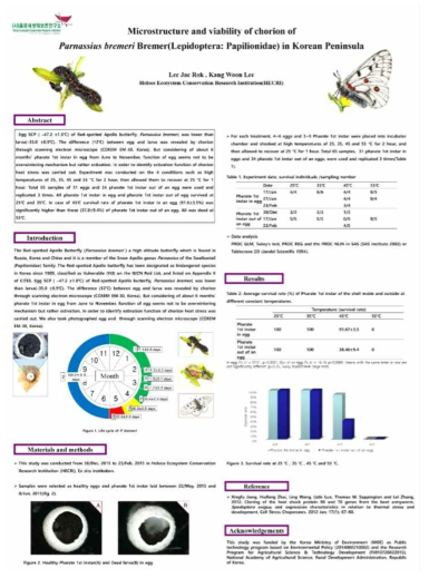 Microstructure and viability of chorion of Parnassius bremeri Bremer(Lepidoptera: Papilionidae) in Korean Peninsula