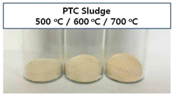 소성 온도에 따른 PTC 슬러지 산화티탄