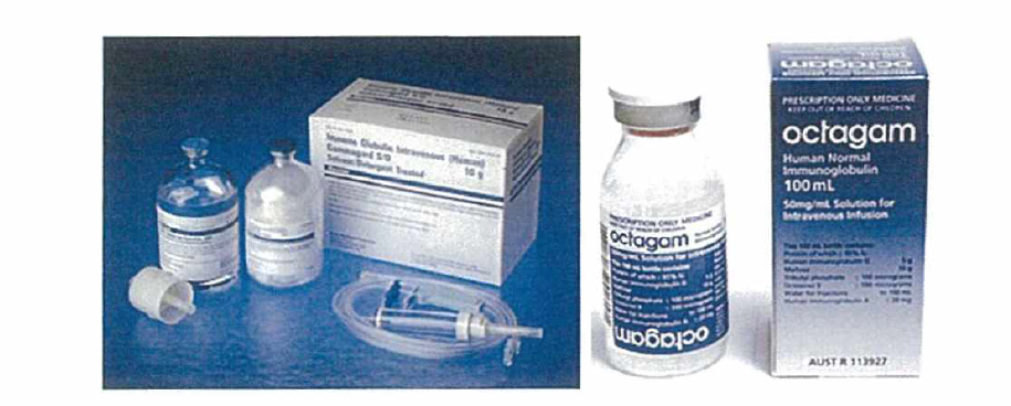 시판중인 고용량 정주용 면역글로볼린(IVIG) 제품 예