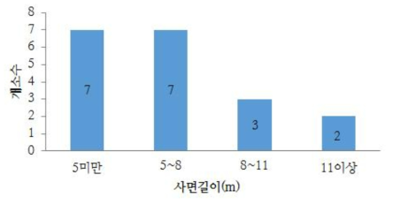 사면길이 분포