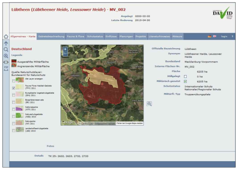 독일 연방군 지리정보시스템, 군사보호구역과 자연환경보호구역 비교