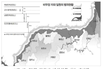 DMZ 일원의 범위현황 ⓒ녹색연합