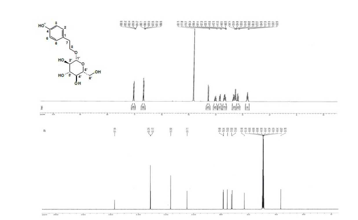 The 1H NMR (700 MHz), 13C NMR (175 MHz) spectrum of Salidroside