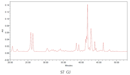 여름채취 공주산 7년근 산양삼의 HPLC 크로마토그램