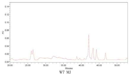 겨울채집 무주산 7년근 산양삼의 HPLC 크로마토그램