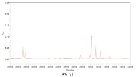 겨울채취 영주산 6년근 재배수삼의 HPLC 크로마토그램