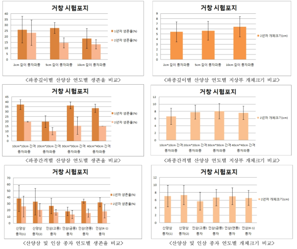 가을 파종 시험포지(거창) 산양삼 연도별 생육특성