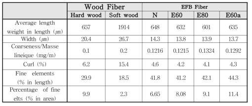 EFB 섬유의 형태적 특성 분석 결과