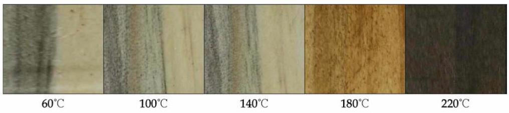 압밀화 온도에 따른 소나무 청변재의 재색 변화