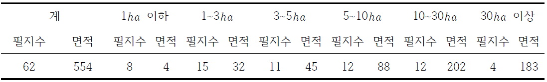 대리경영 면적별 필지현황