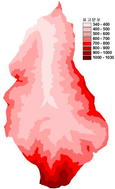 표고 분포도