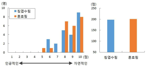 숲의 느낌 형용사로 표현하기(인공적인-자연적인)