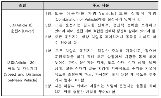 비엔나 도로교통 협약 중 관련 조항